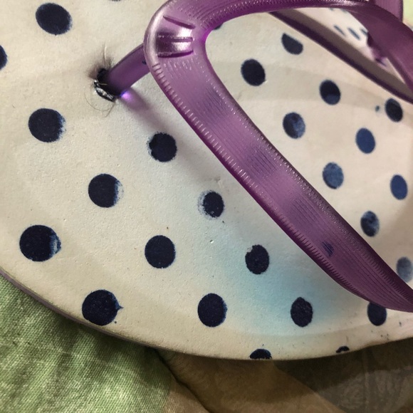 Purple polka dot flip flops large sz 10-11 guc - Picture 2 of 10